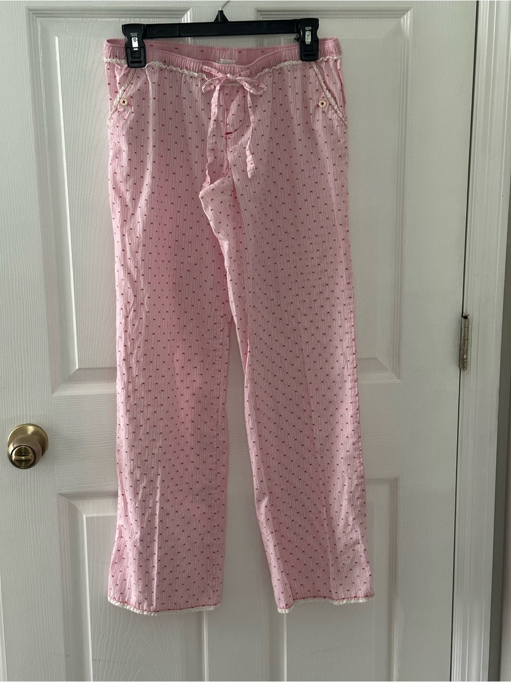 Old Navy Pink Striped Lounge Pants with Red Dot Accent